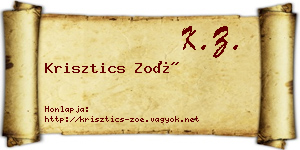 Krisztics Zoé névjegykártya